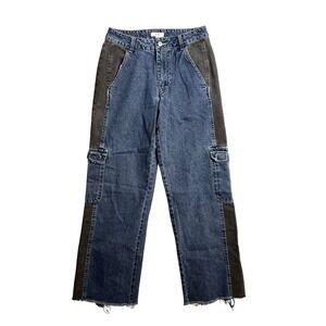 Forever 21 Two Tone Cargo Crop Ankle Pants Womens Size 26‎ Relaxed Loose